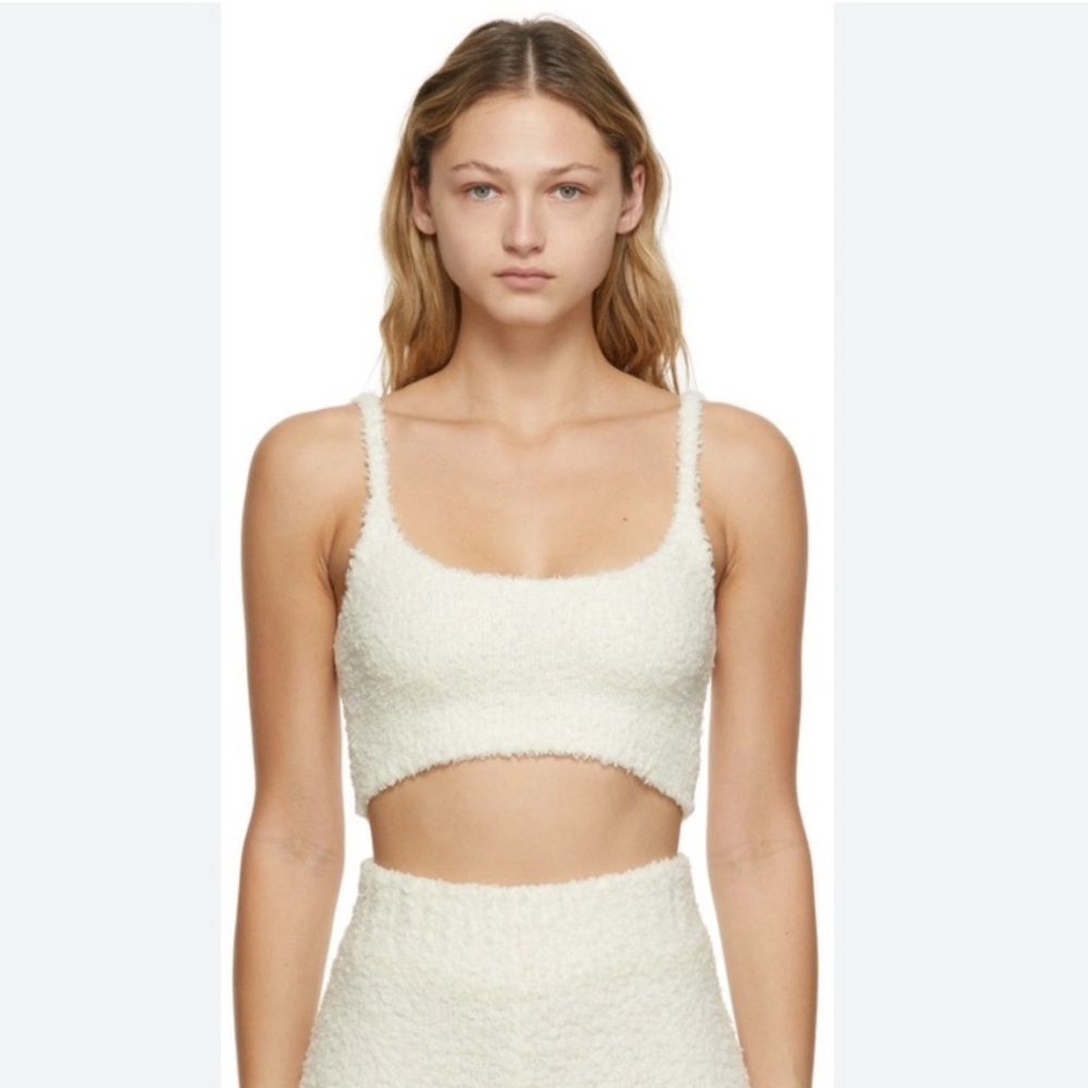 SKIMS Off White Cozy Knit Bralette Women's Lounge Wear Size S/M